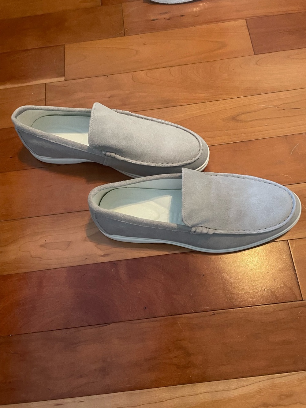 Men's Suede Slip-On Loafers in Light Gray